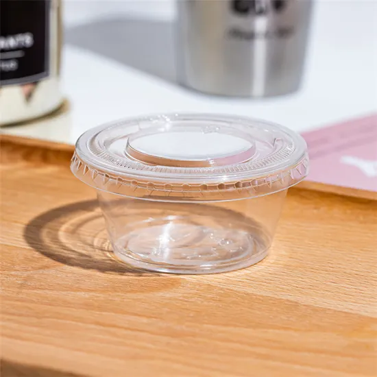 62mm口径食品グレード透明PETプラスチック丸型フラット蓋、プラスチックソースカップテイクアウト食品容器用